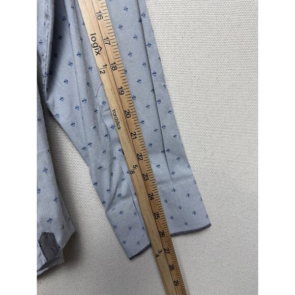7 Diamonds Men's Button Up Shirt XL Flip Cuff Gray Blue Classic Fit Long Sleeve - Picture 9 of 13
